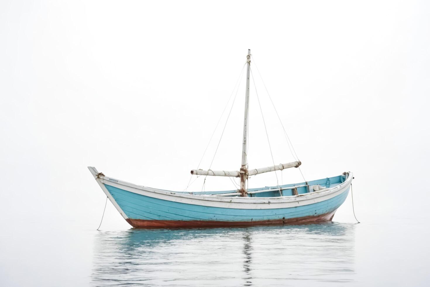 A Blue and White Sailboat in the Mist photo