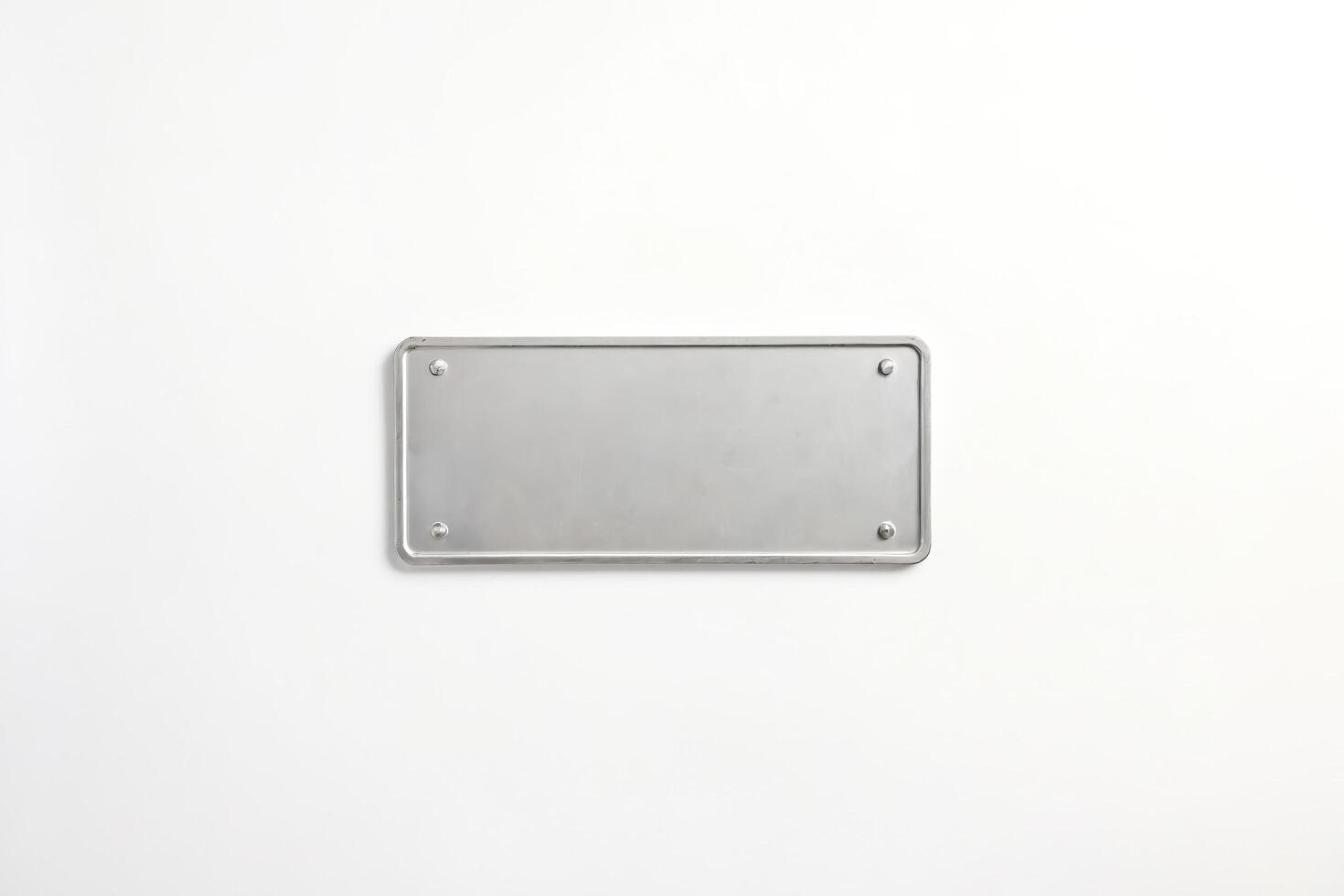 Blank Metal Plate on White Background photo