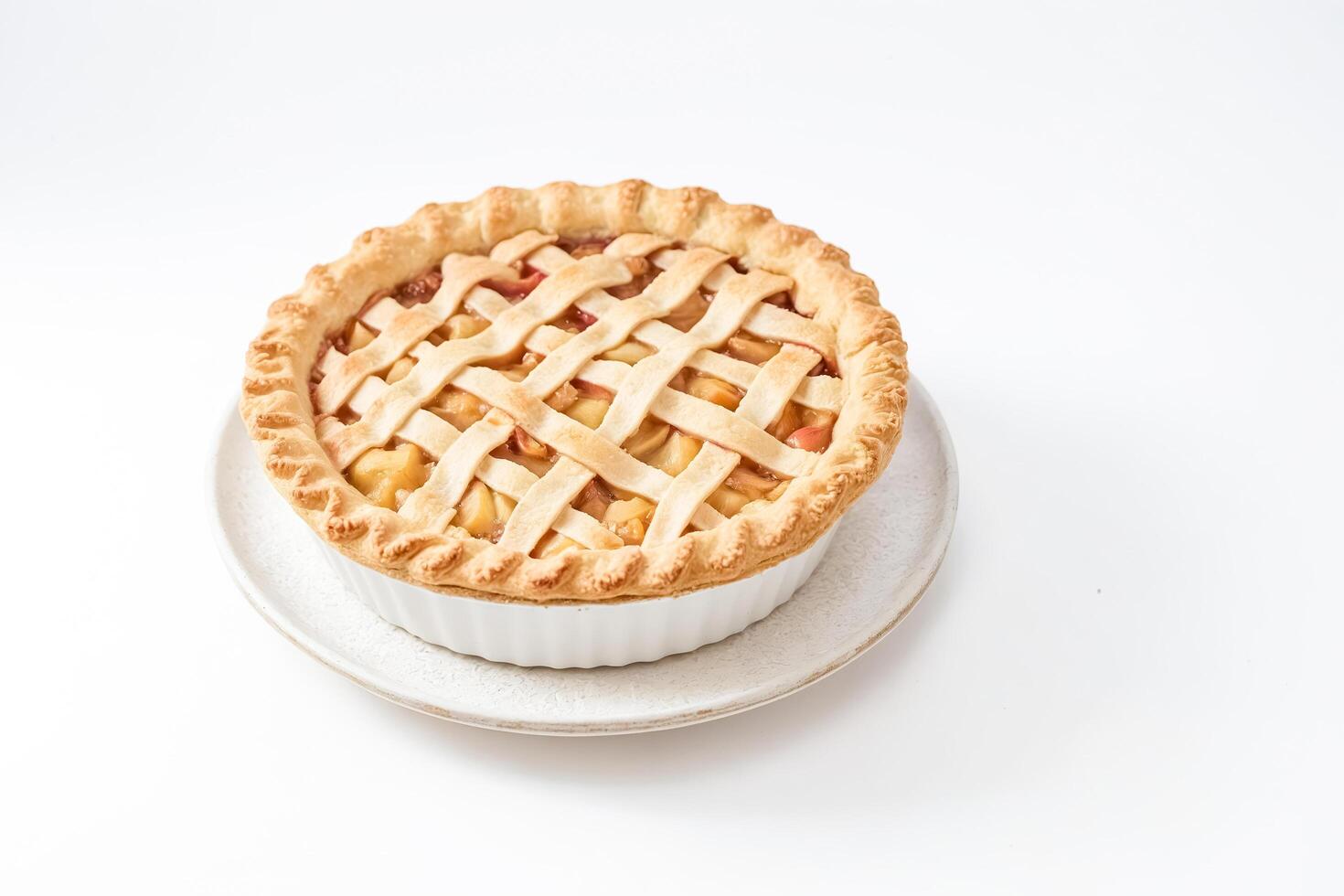 Homemade Apple Pie on White Background photo