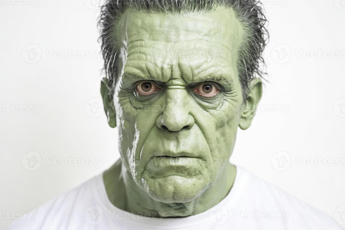 Green Discontent on white background photo