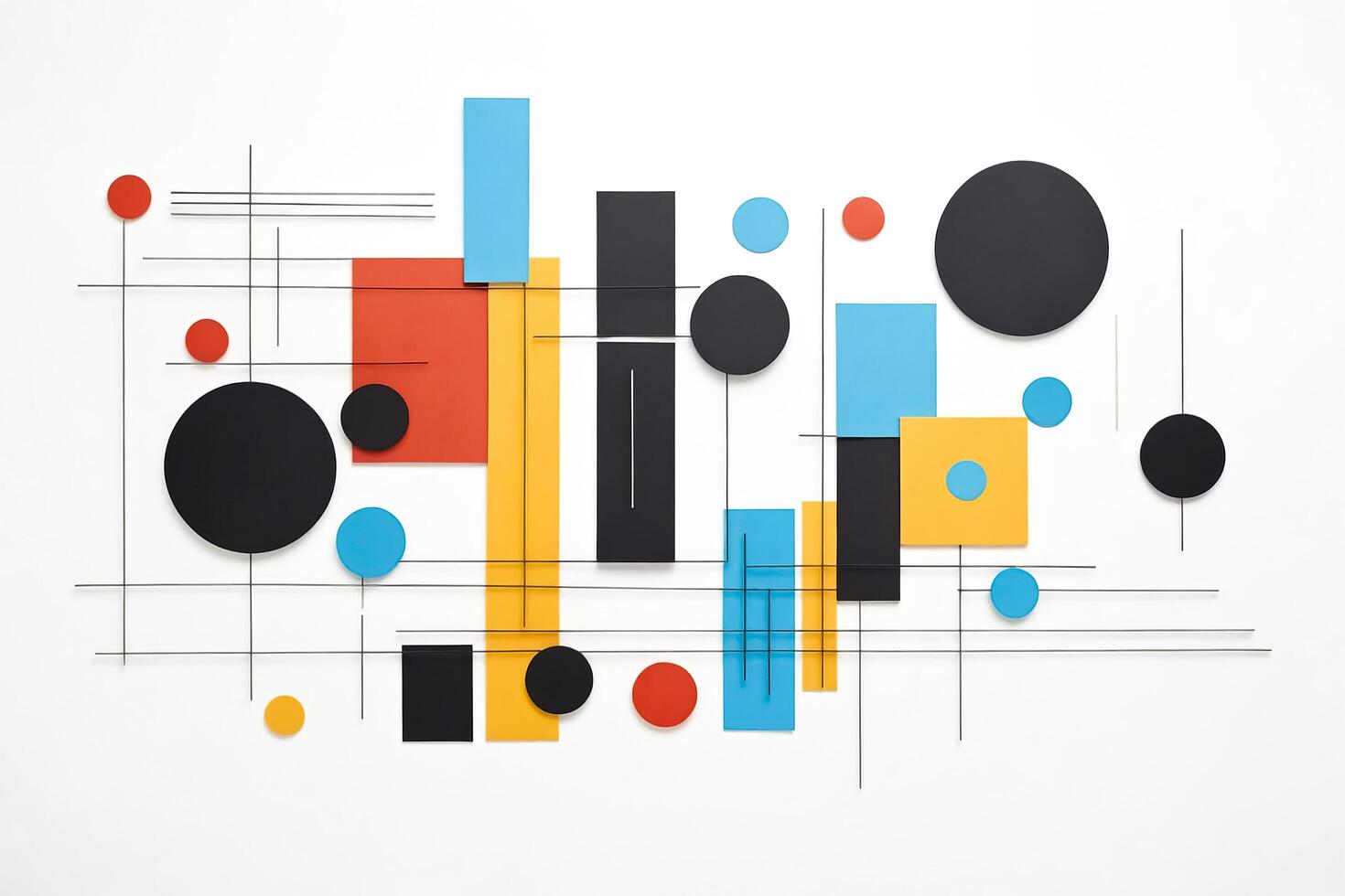 Abstract geometric shapes and lines on white background photo