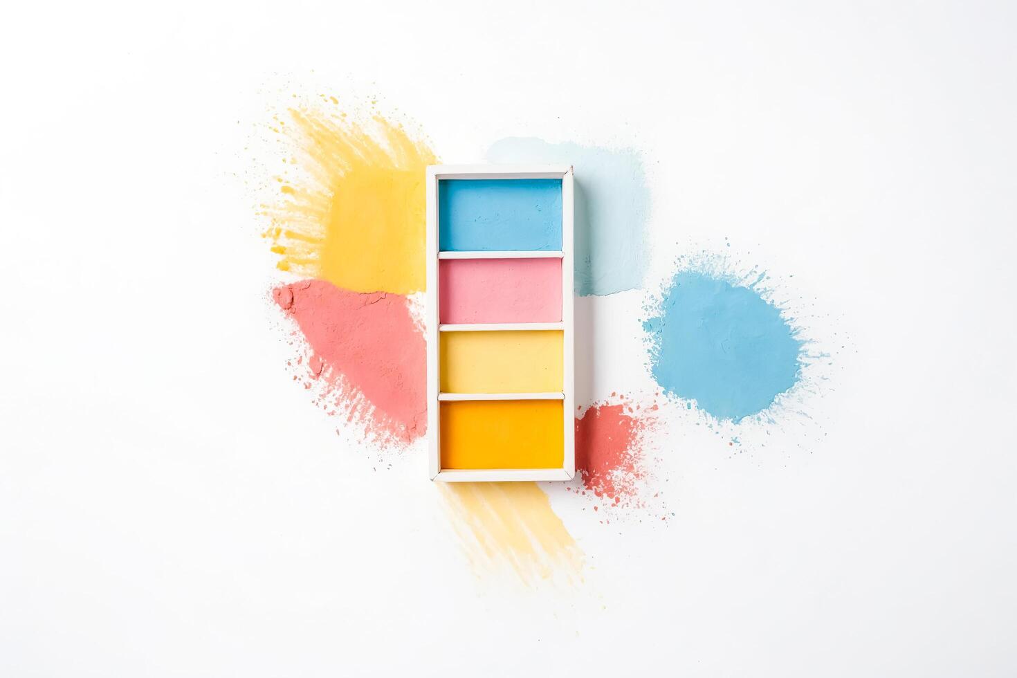 Colorful Paint Splashes with Palette photo
