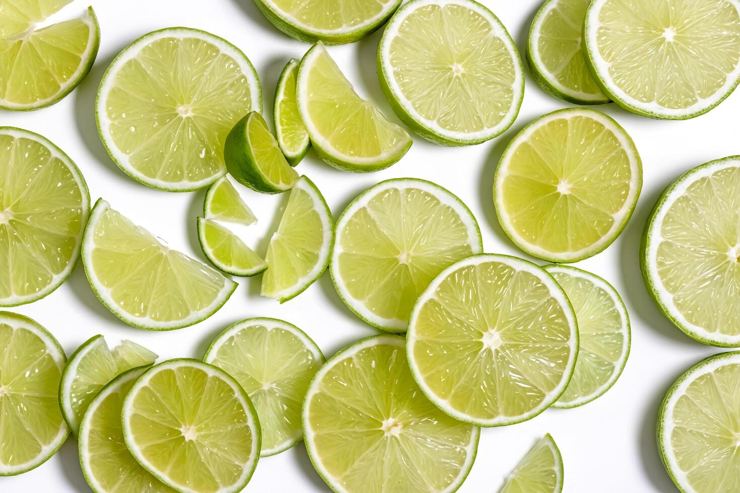 Fresh Lime Slices on White Background photo