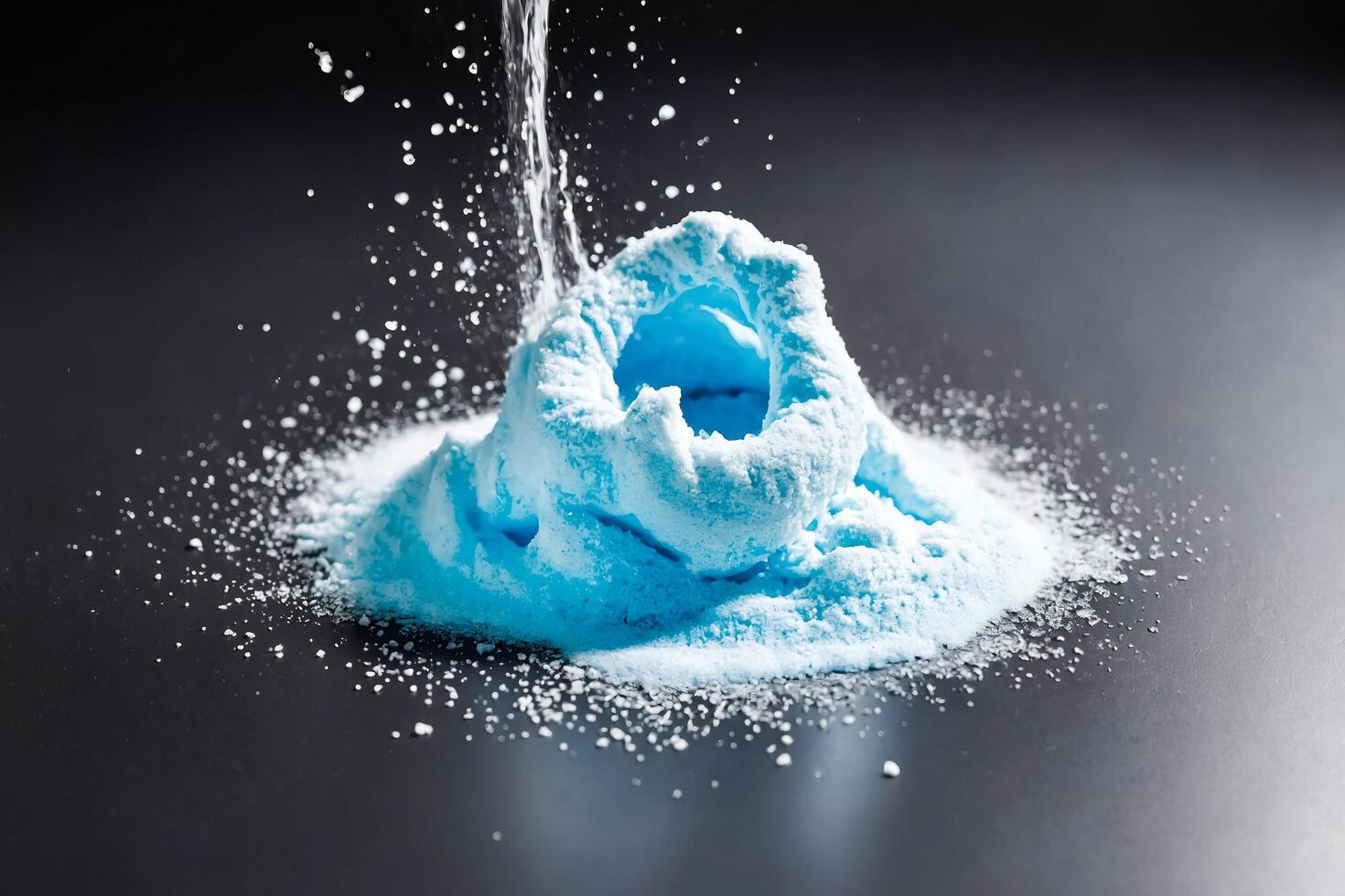 Blue Powder Explosion With Water photo