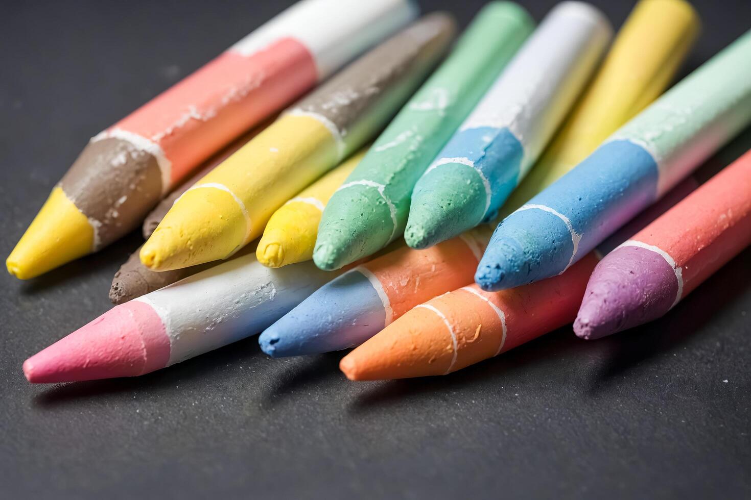 Colorful Crayons on Black Background photo