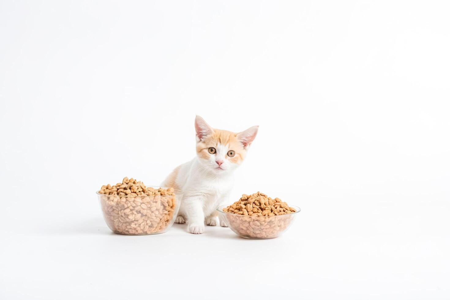 Kitten Looking at Cat Food photo