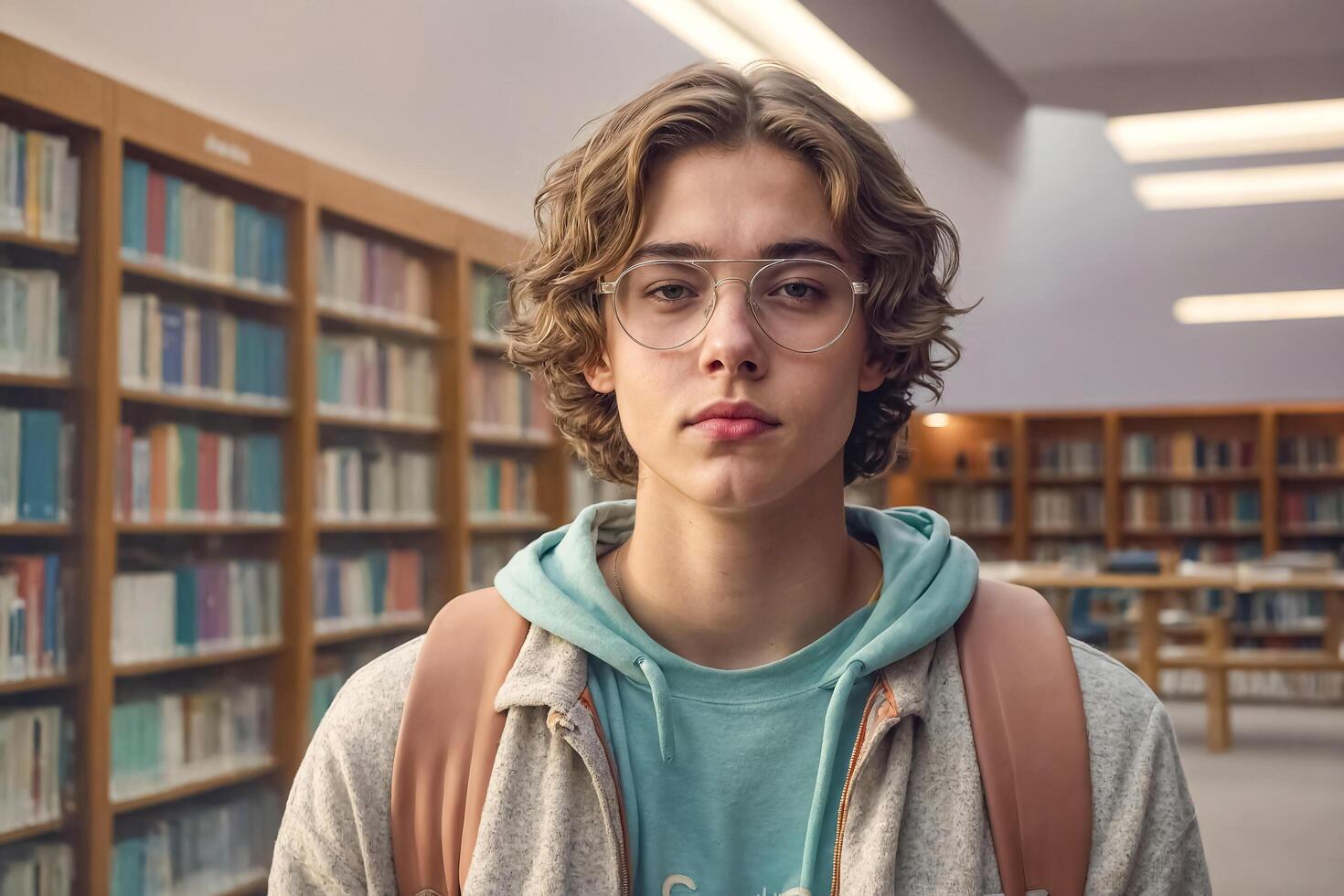 Student in Library photo