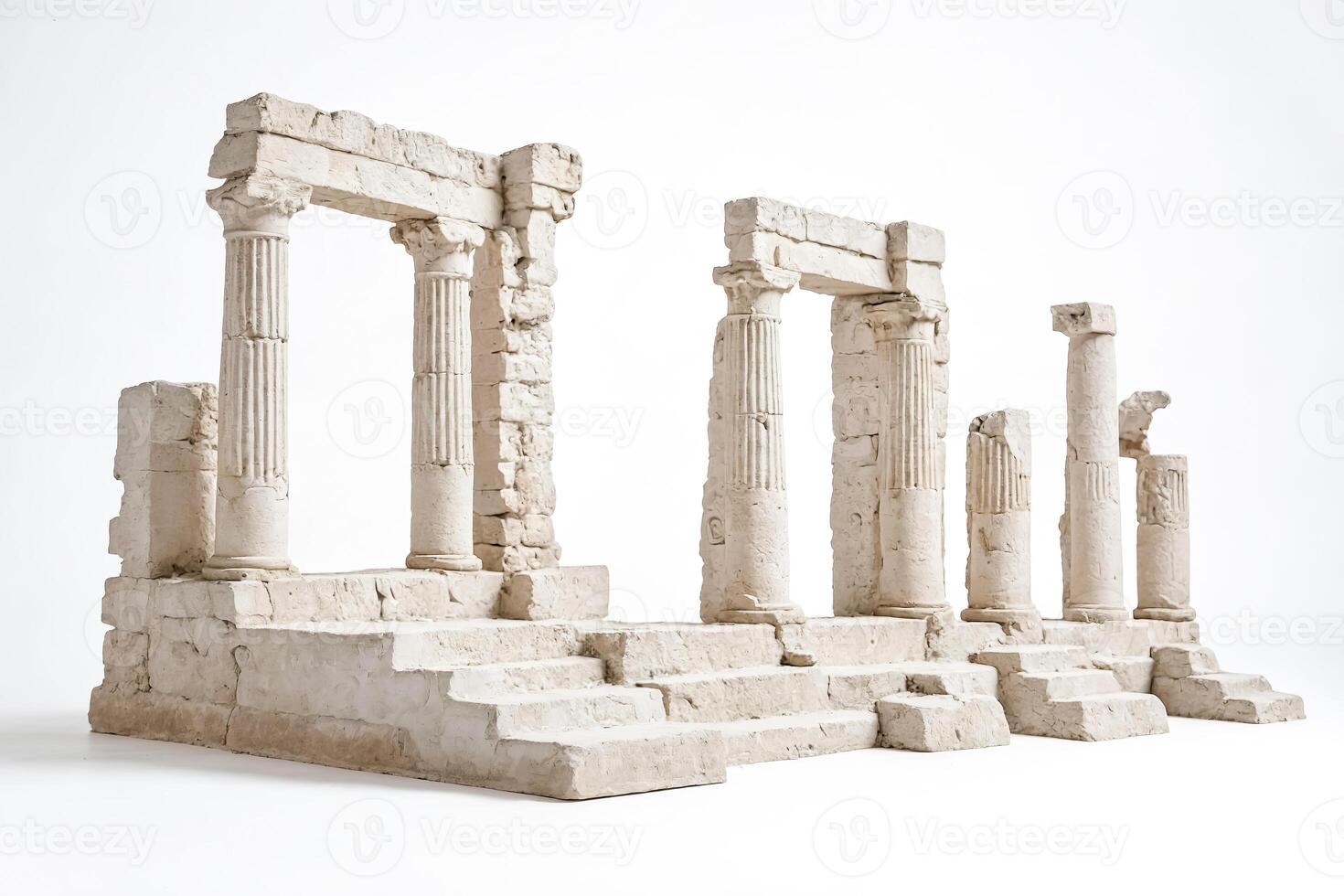 Ancient Ruins of a Temple with Columns and Stairs photo
