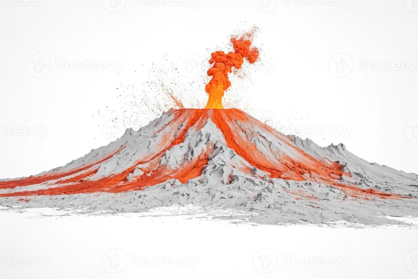 Volcano Eruption with Smoke and Lava Flow photo