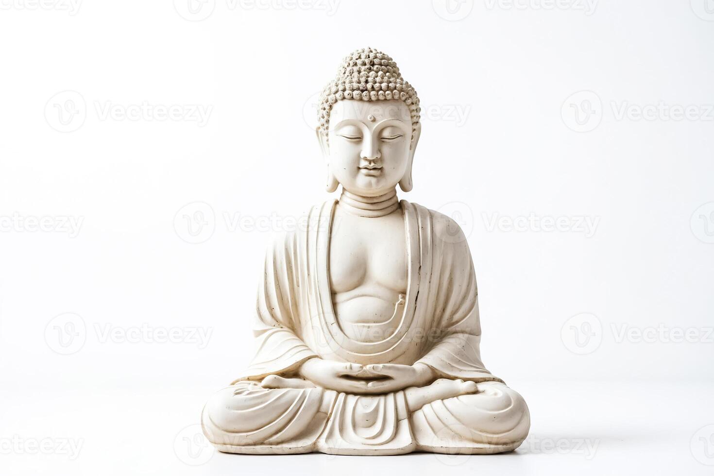 White Buddha Statue Sitting in Meditation Pose photo