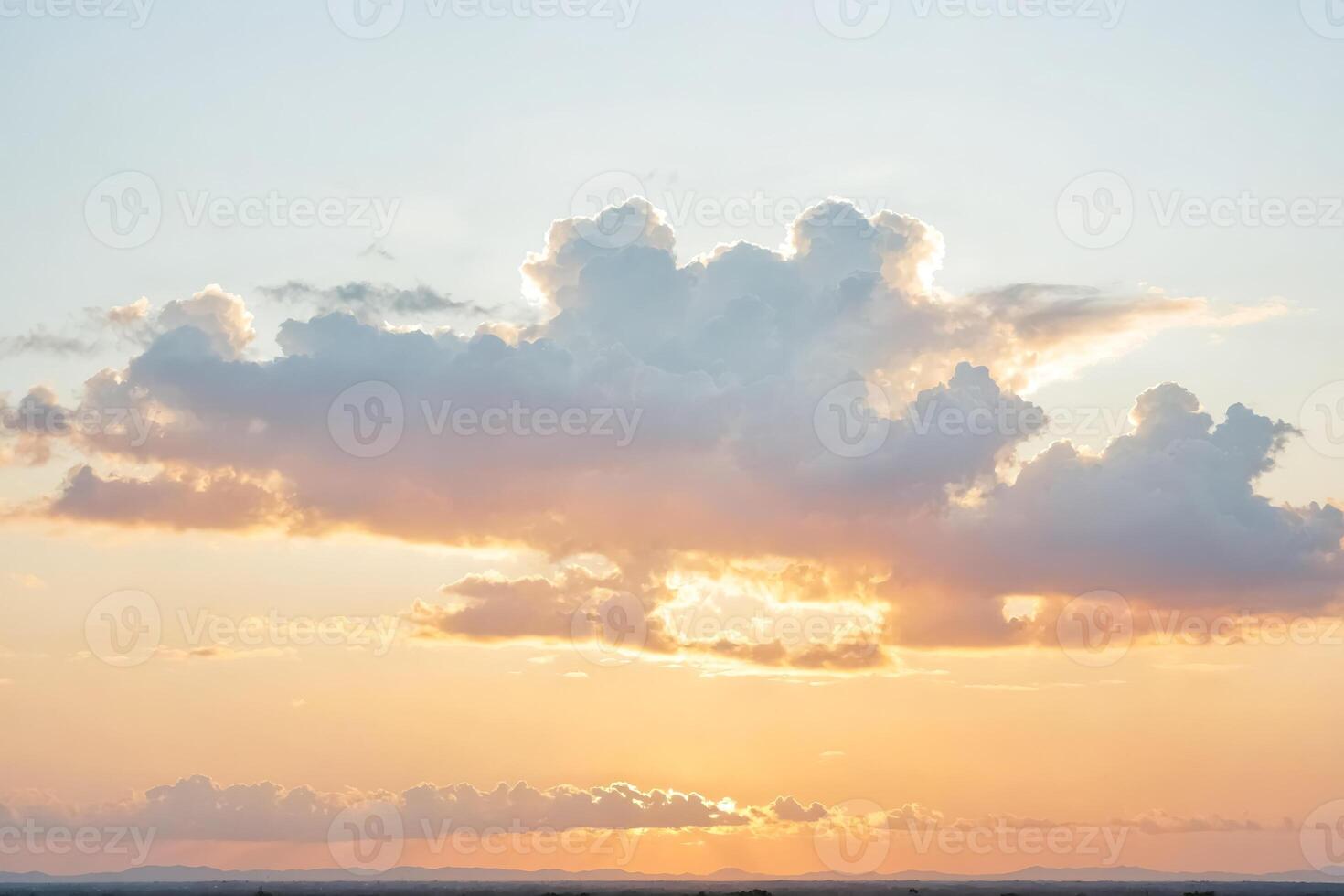 Sunset Sky with Fluffy Clouds photo