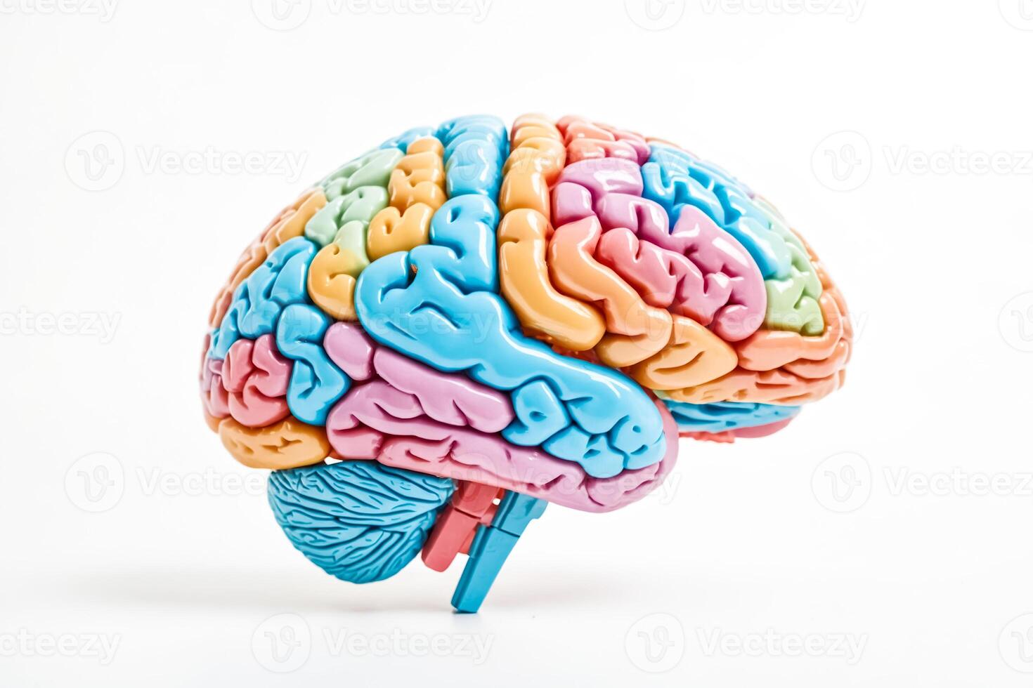 Colorful Human Brain Model Isolated on White Background photo