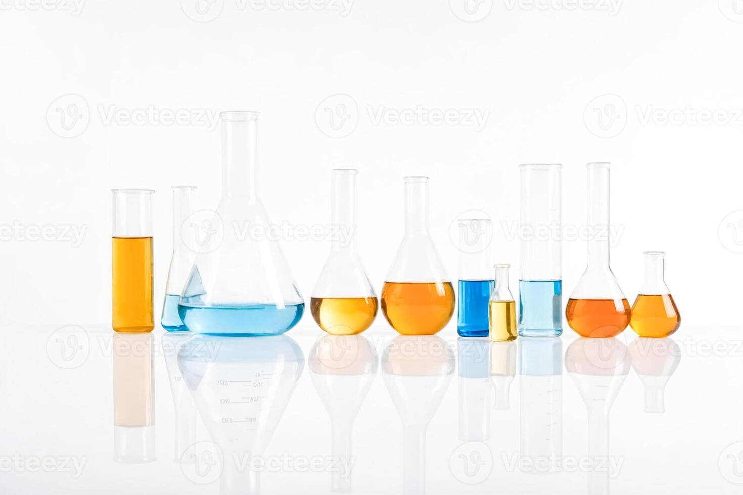 Vials of Colored Liquids in a Row photo