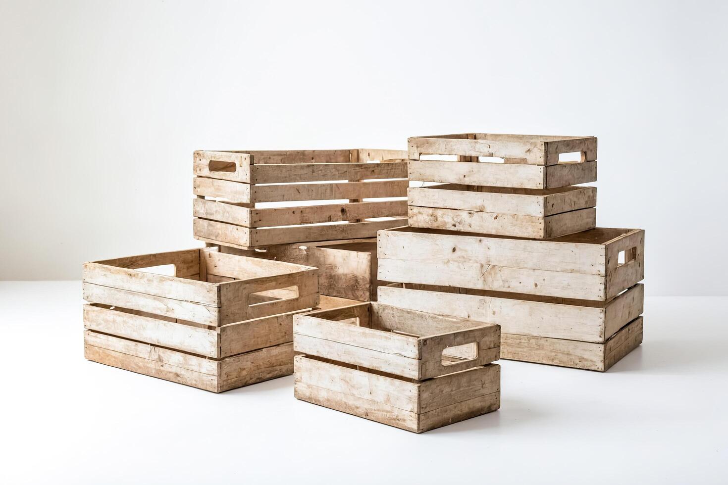 Wooden Crates on White Background photo