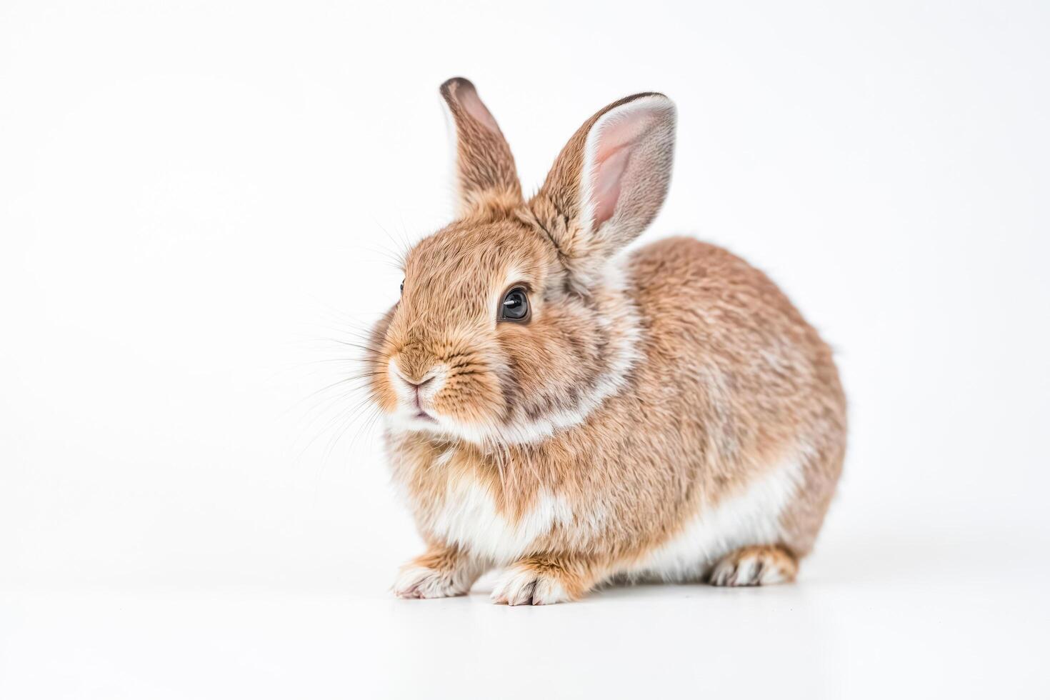Cute Bunny Sitting on White Background photo