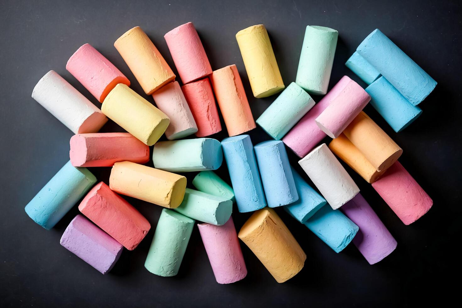 Colorful Chalk Sticks on Black Background photo
