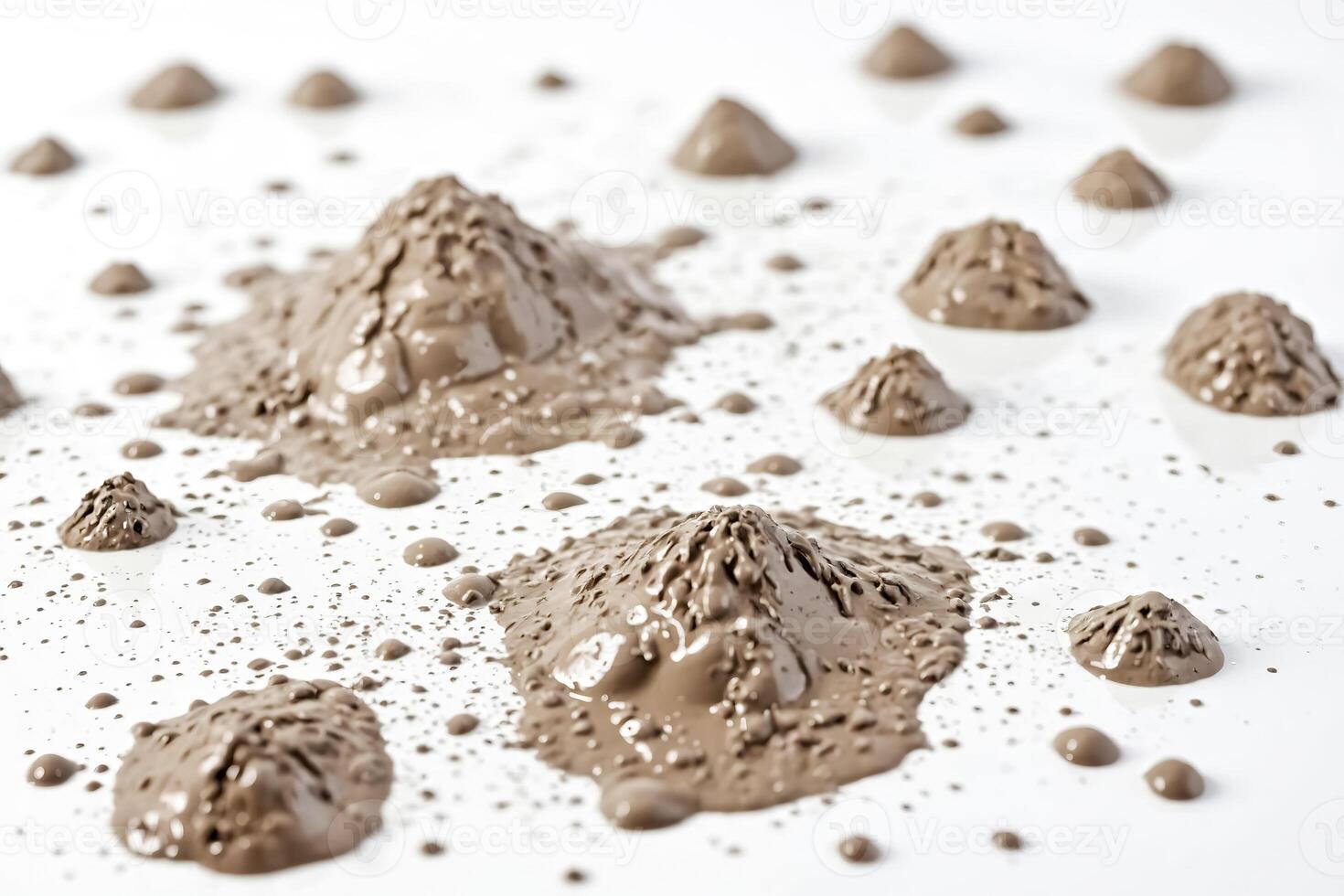 Close-up of Mud Splashes on White Background photo