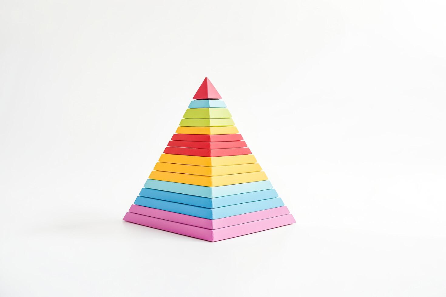 Rainbow Pyramid Stacking Toy on White Background photo