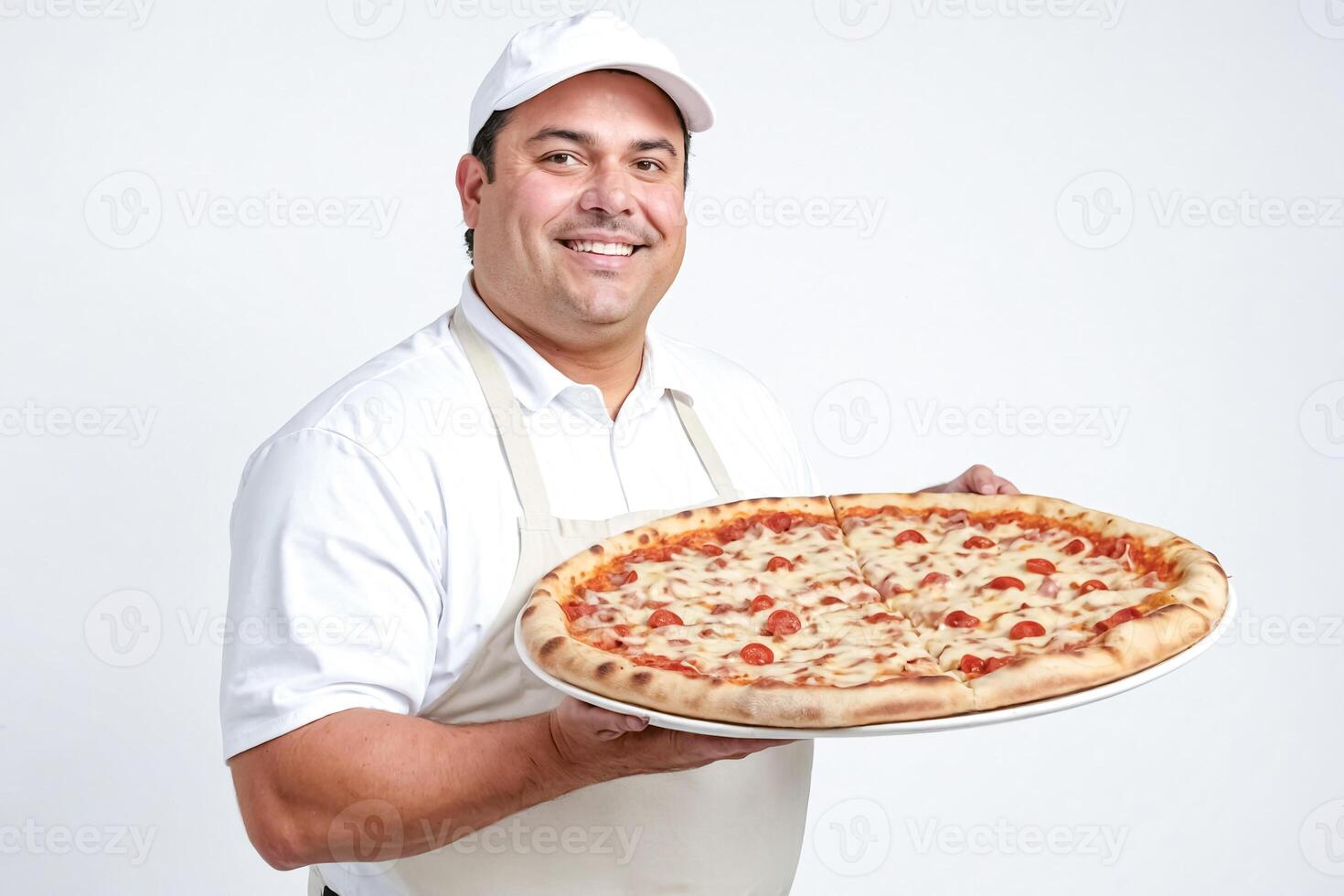 Chef Presenting a Freshly Baked Pizza photo