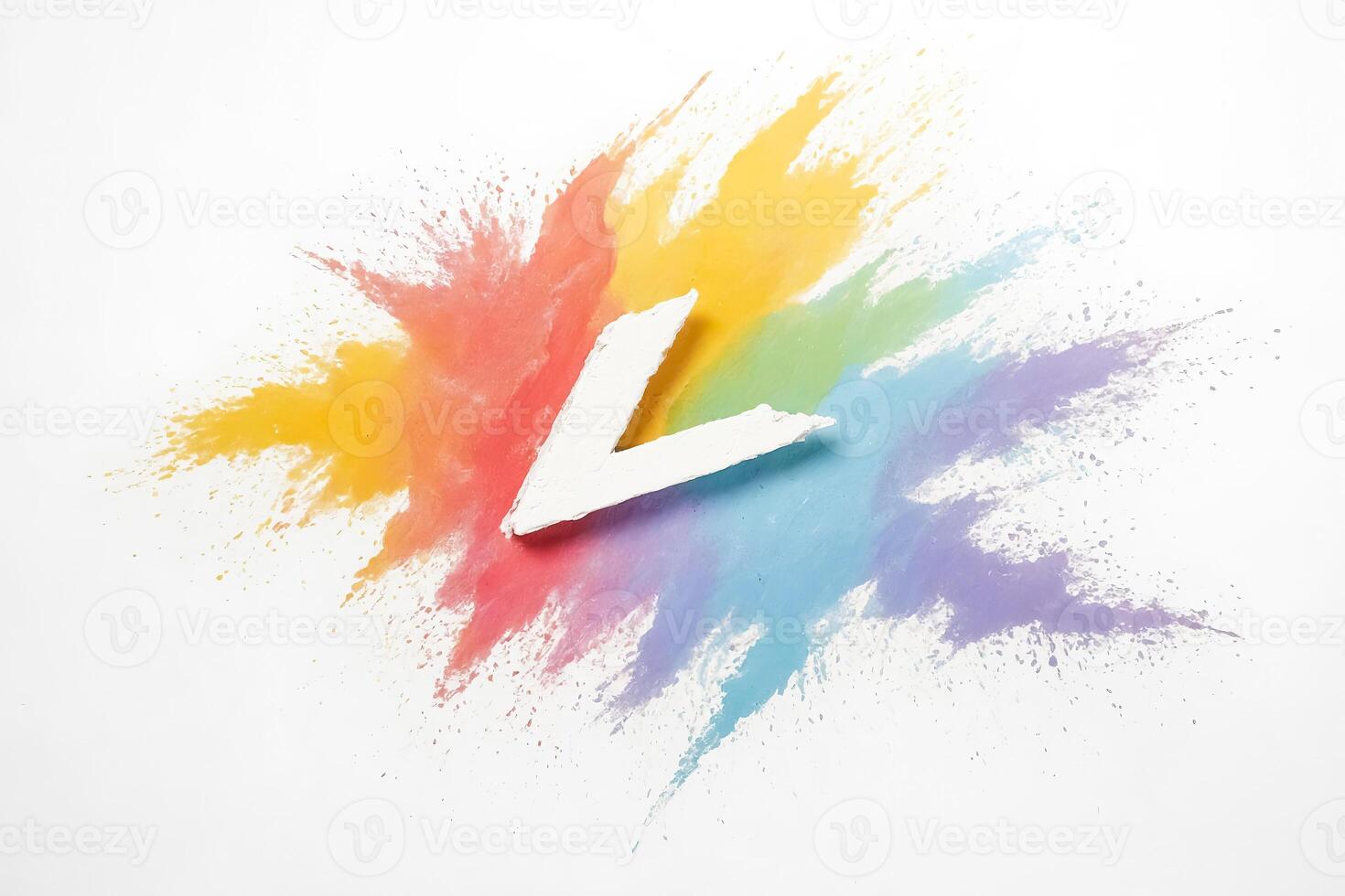 Abstract Rainbow Explosion with White Arrow photo