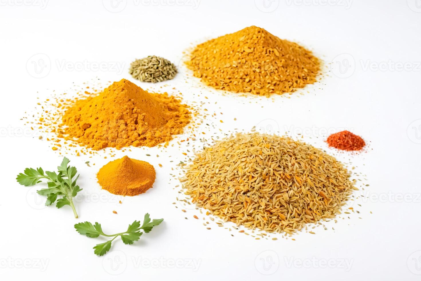 Various spices on a white background photo