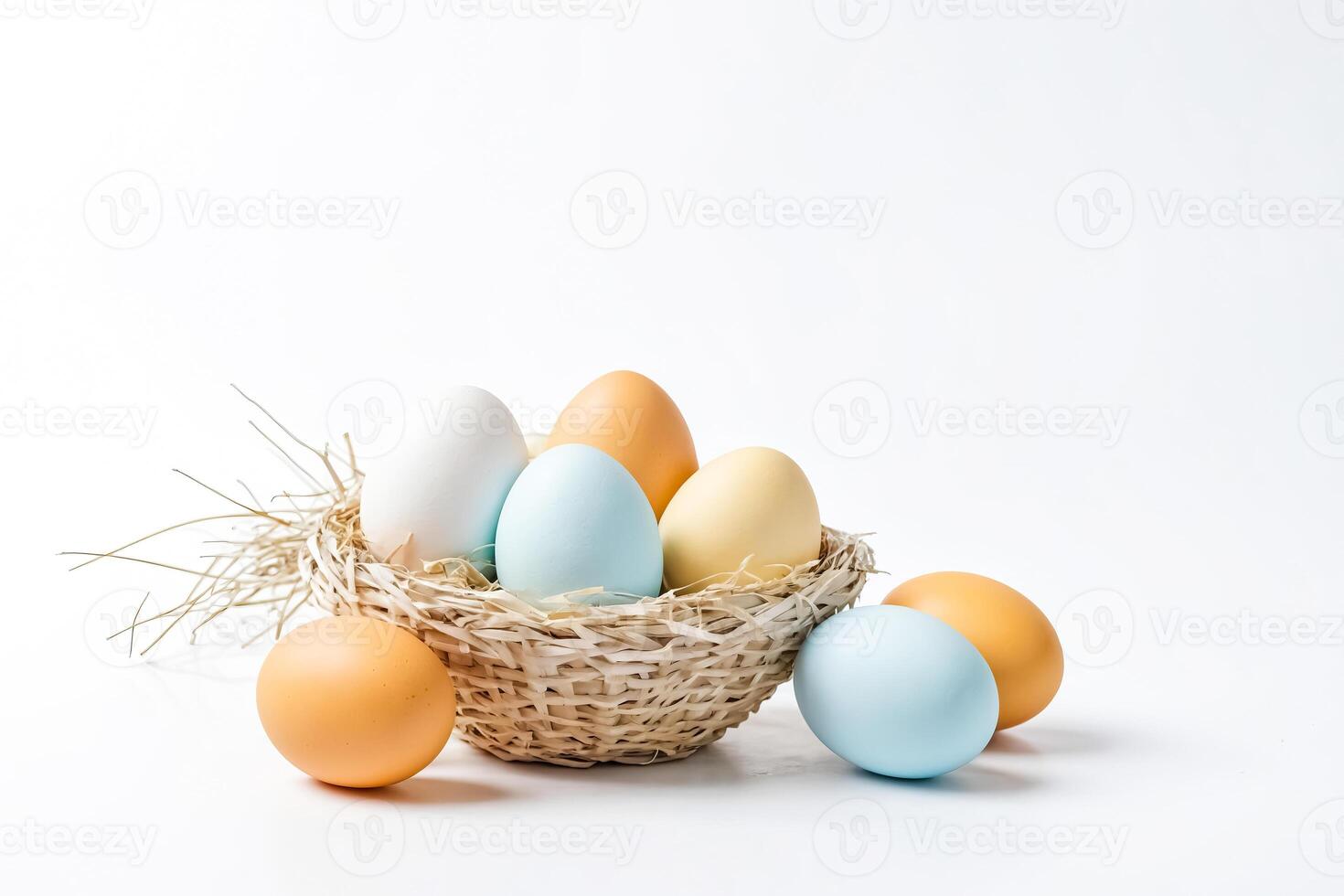 Colorful Easter Eggs in a Nest photo