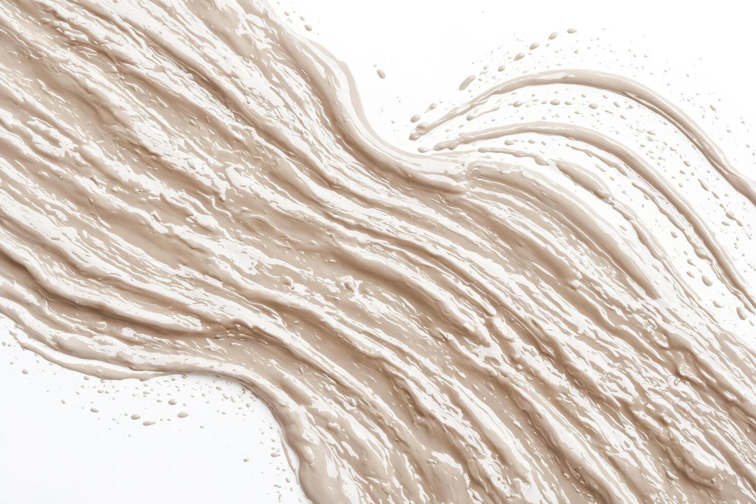 Beige Liquid Swirling and Dropping on White Background photo
