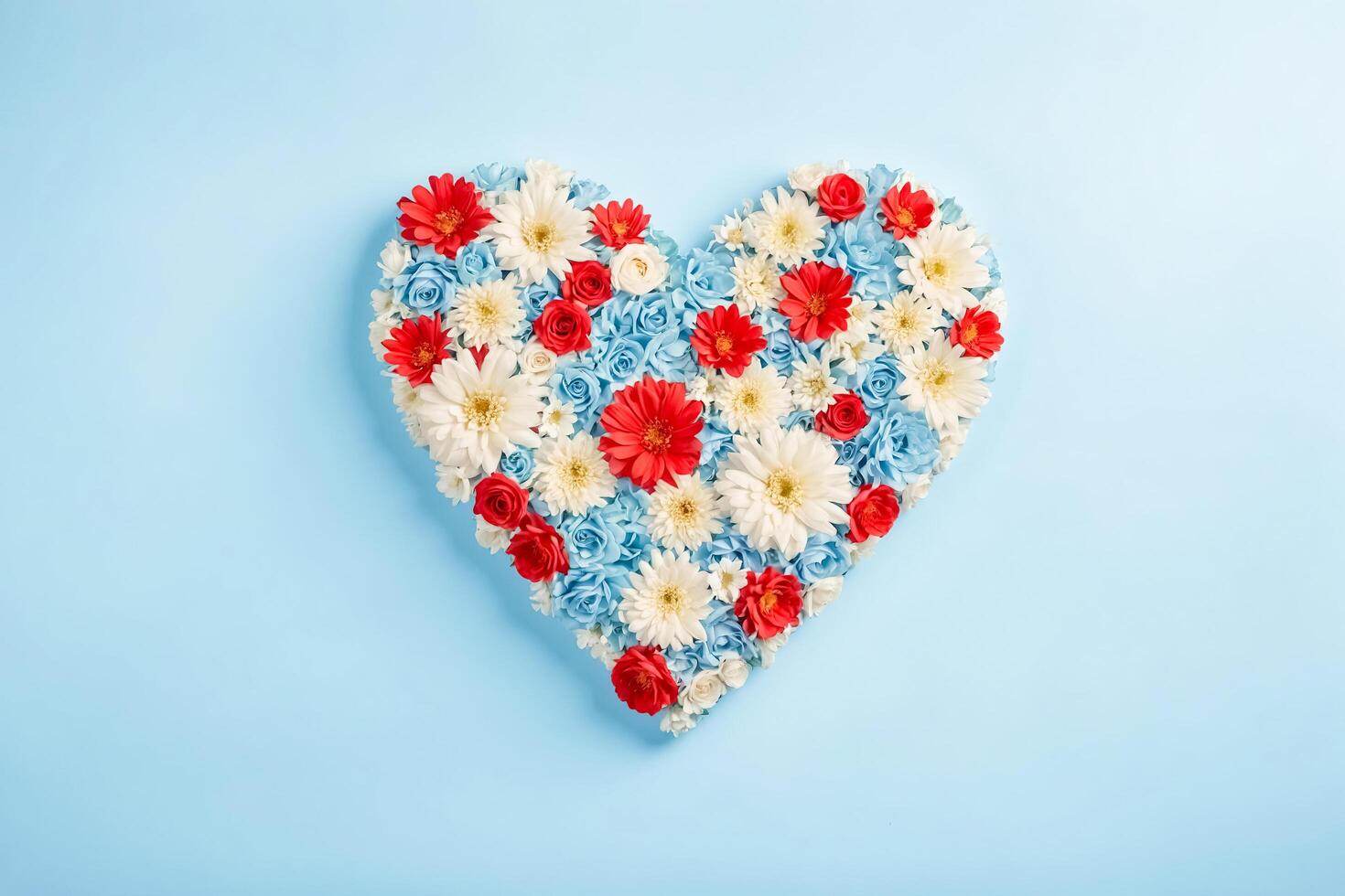 Flower Heart on Blue Background photo