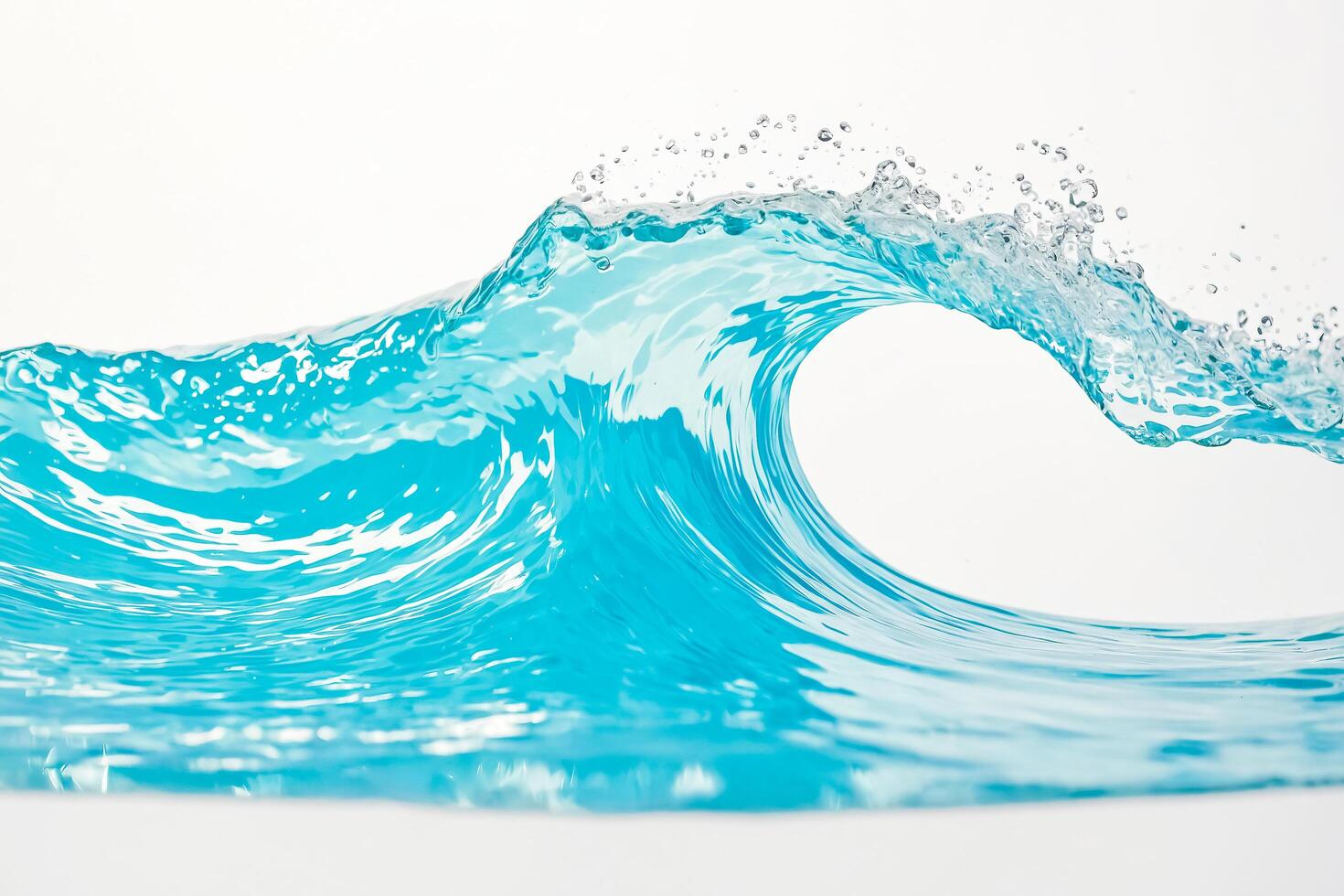 Close-Up of a Blue Water Wave Breaking on a White Background photo
