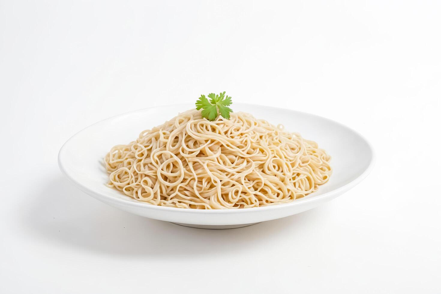 Noodles on a White Plate photo