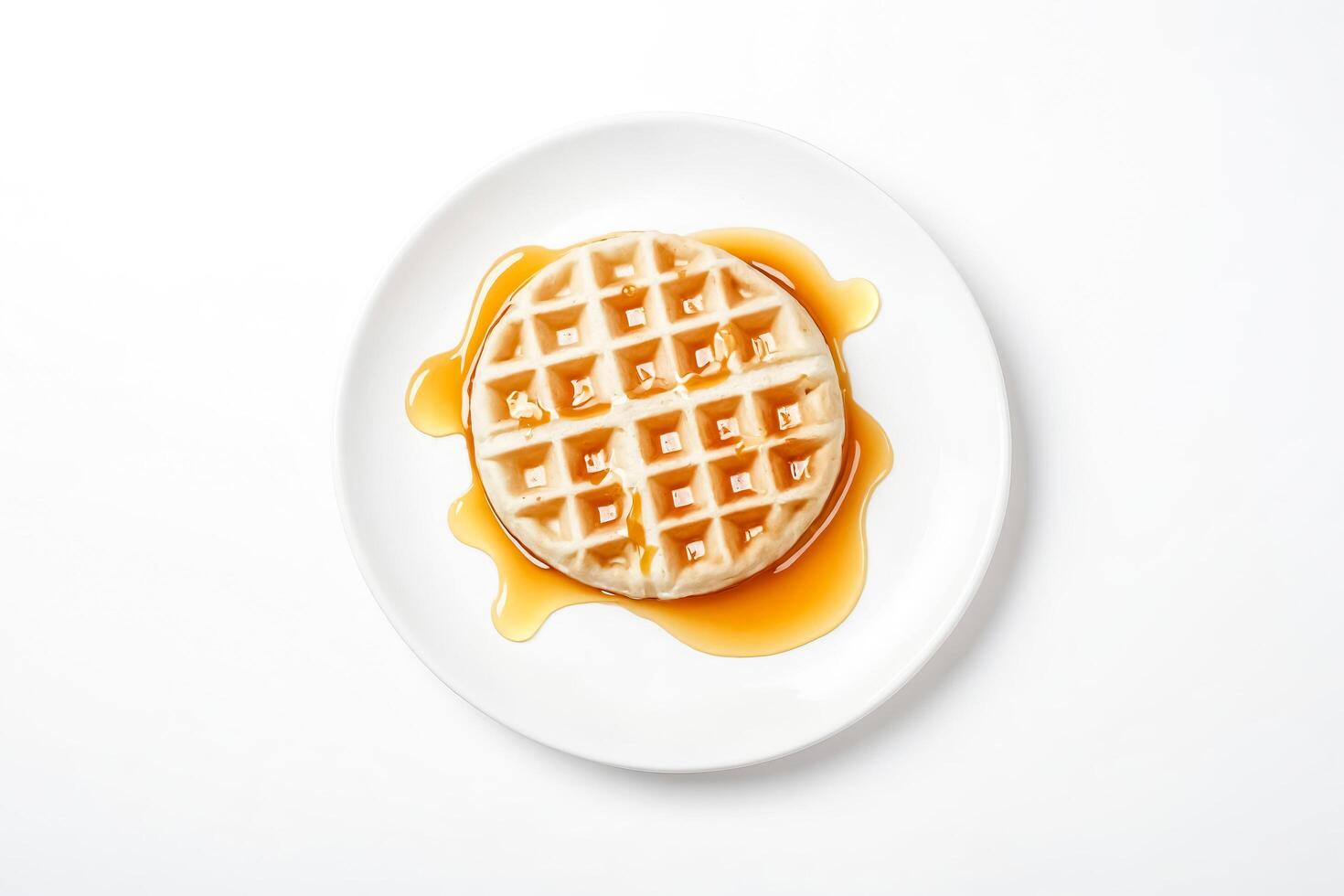 Waffle With Syrup on a White Plate photo
