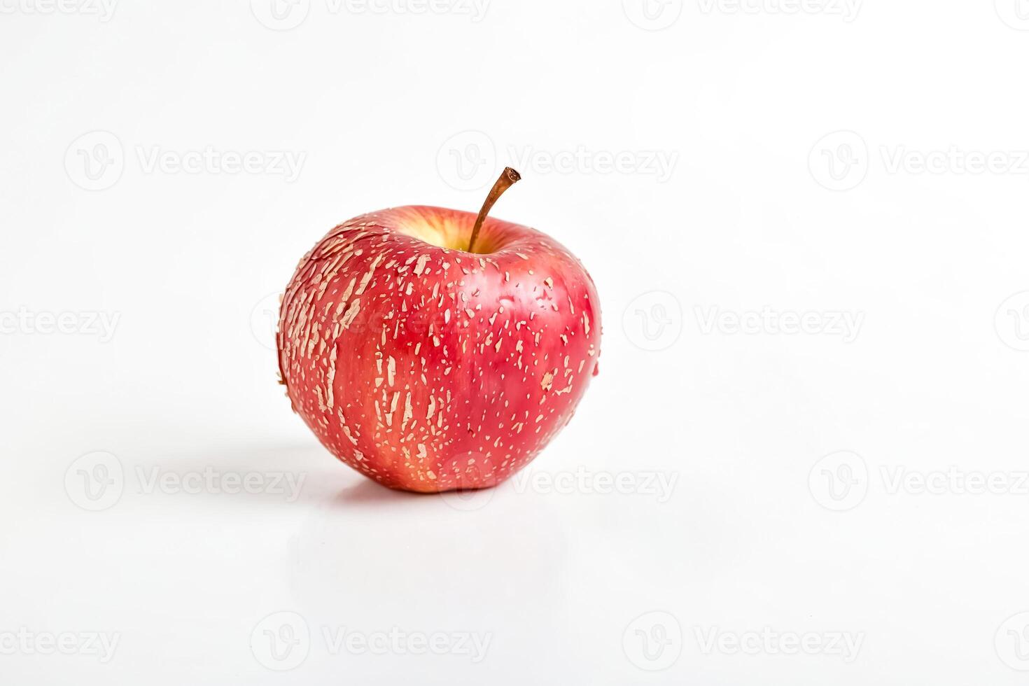 Single Red Apple on White Background photo