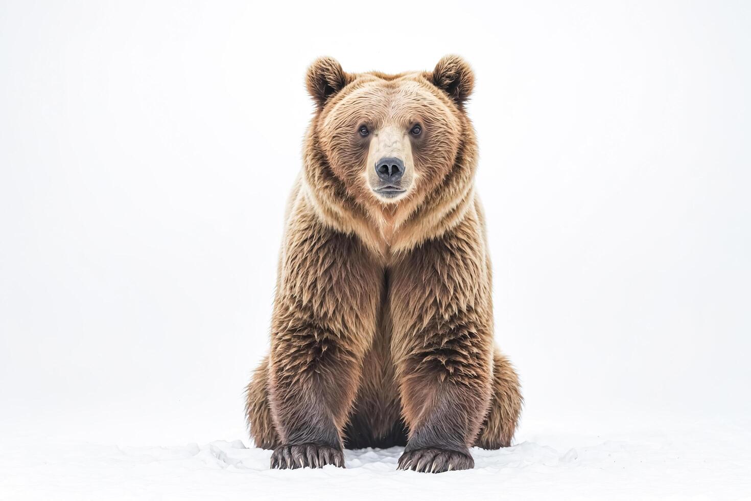 Grizzly Bear Sitting in the Snow photo