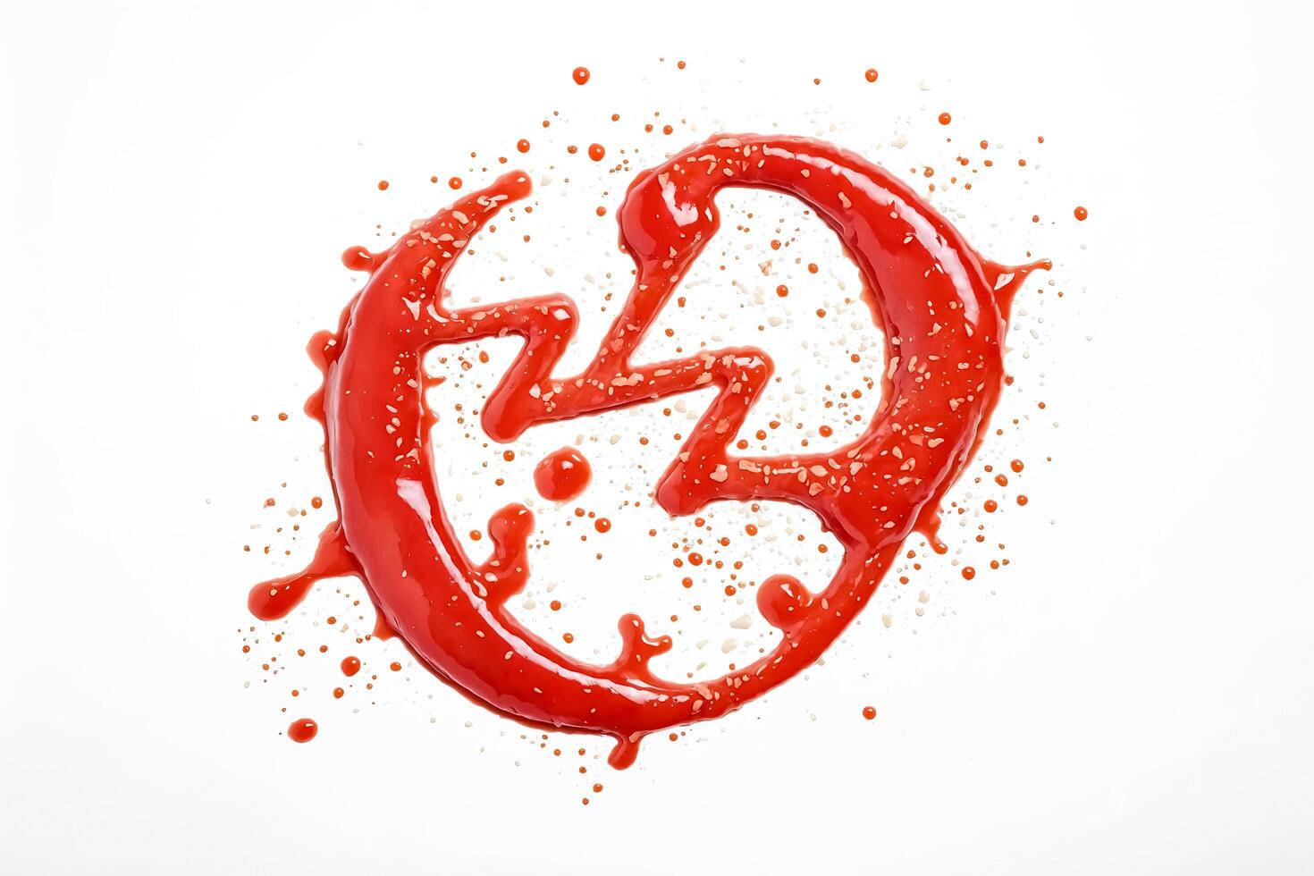 Red sauce splash on white background photo