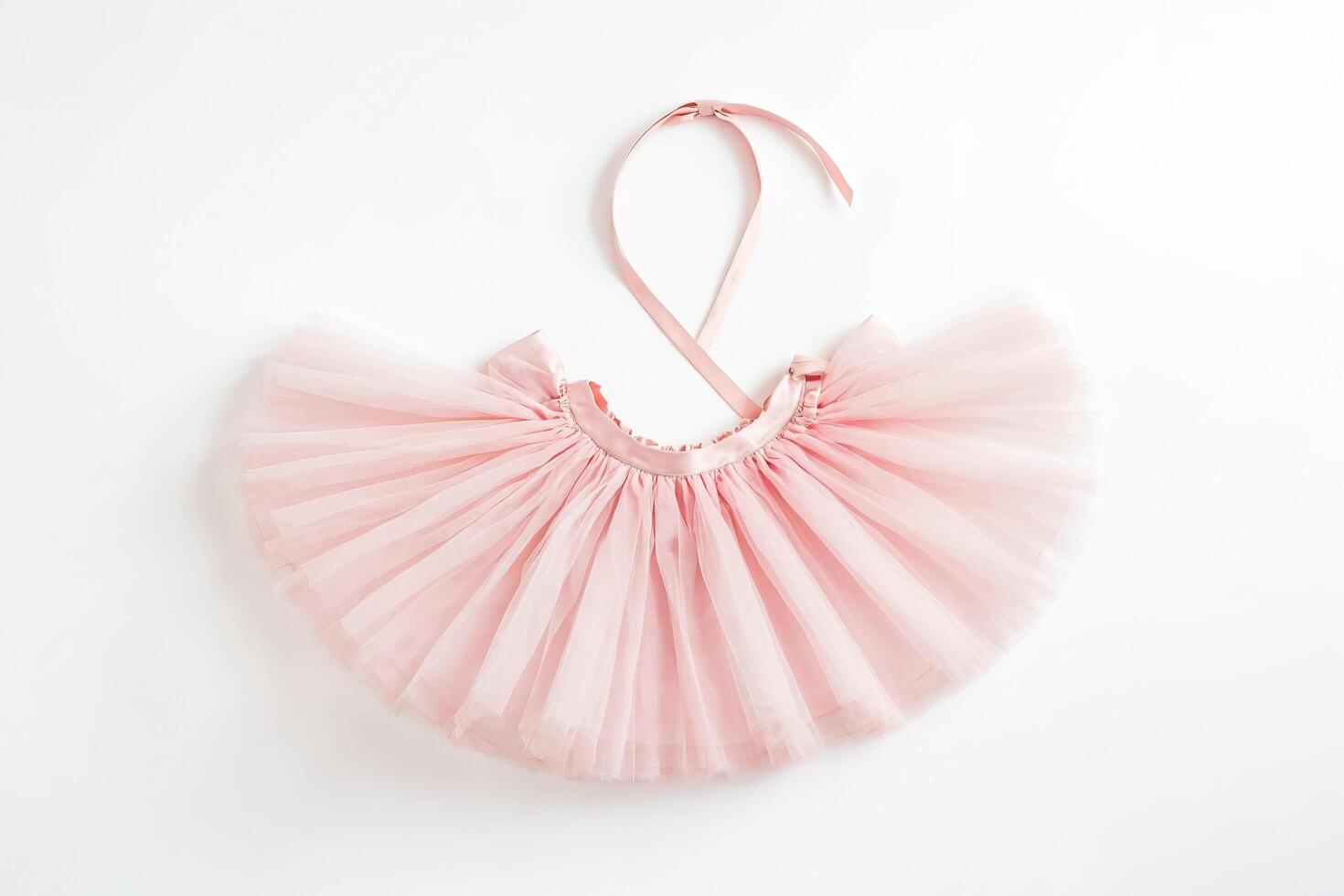 Pink tulle skirt with satin ribbon photo