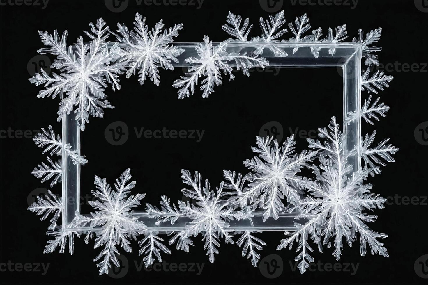 Snowflake Frame on Black Background photo