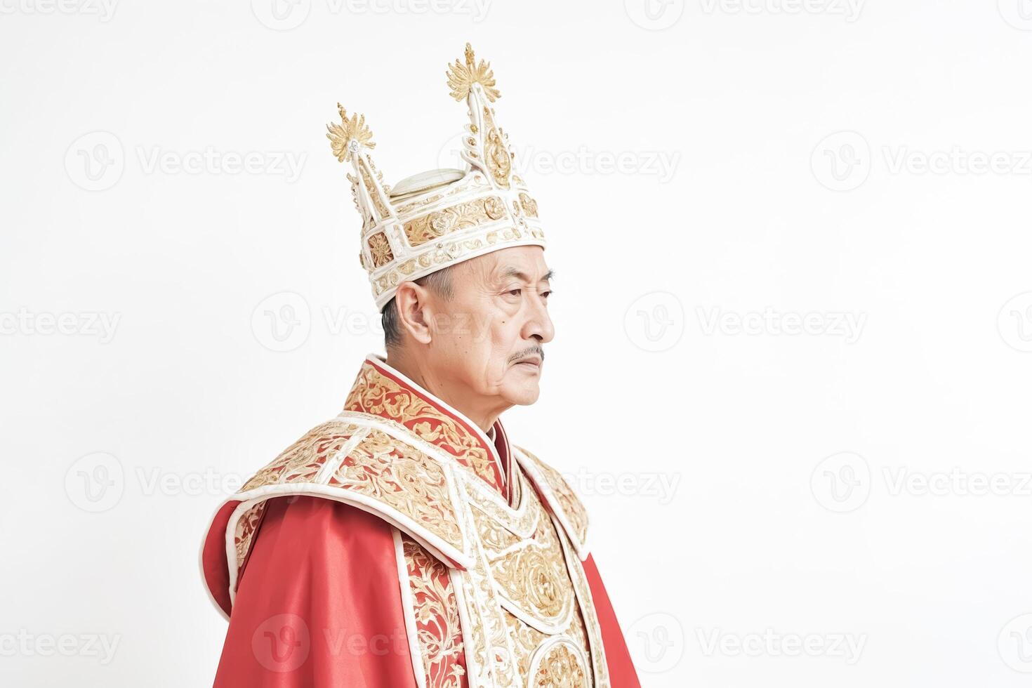 Asian man wearing traditional robes and crown photo