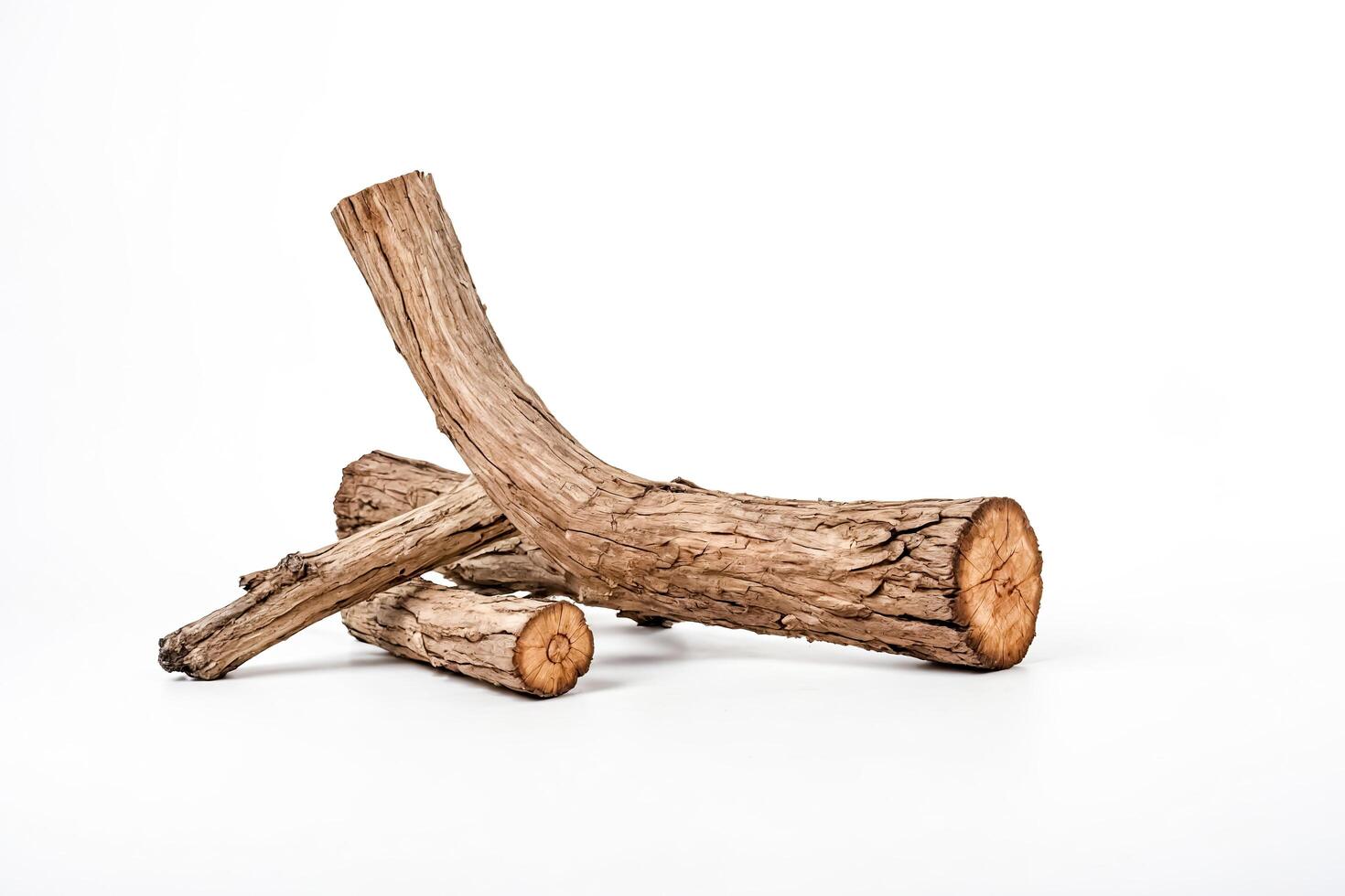 Rustic Wooden Logs Isolated on White Background photo