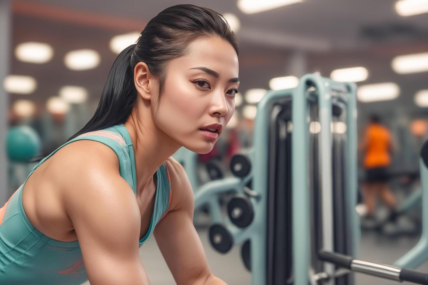Focused Workout in a Modern Gym photo