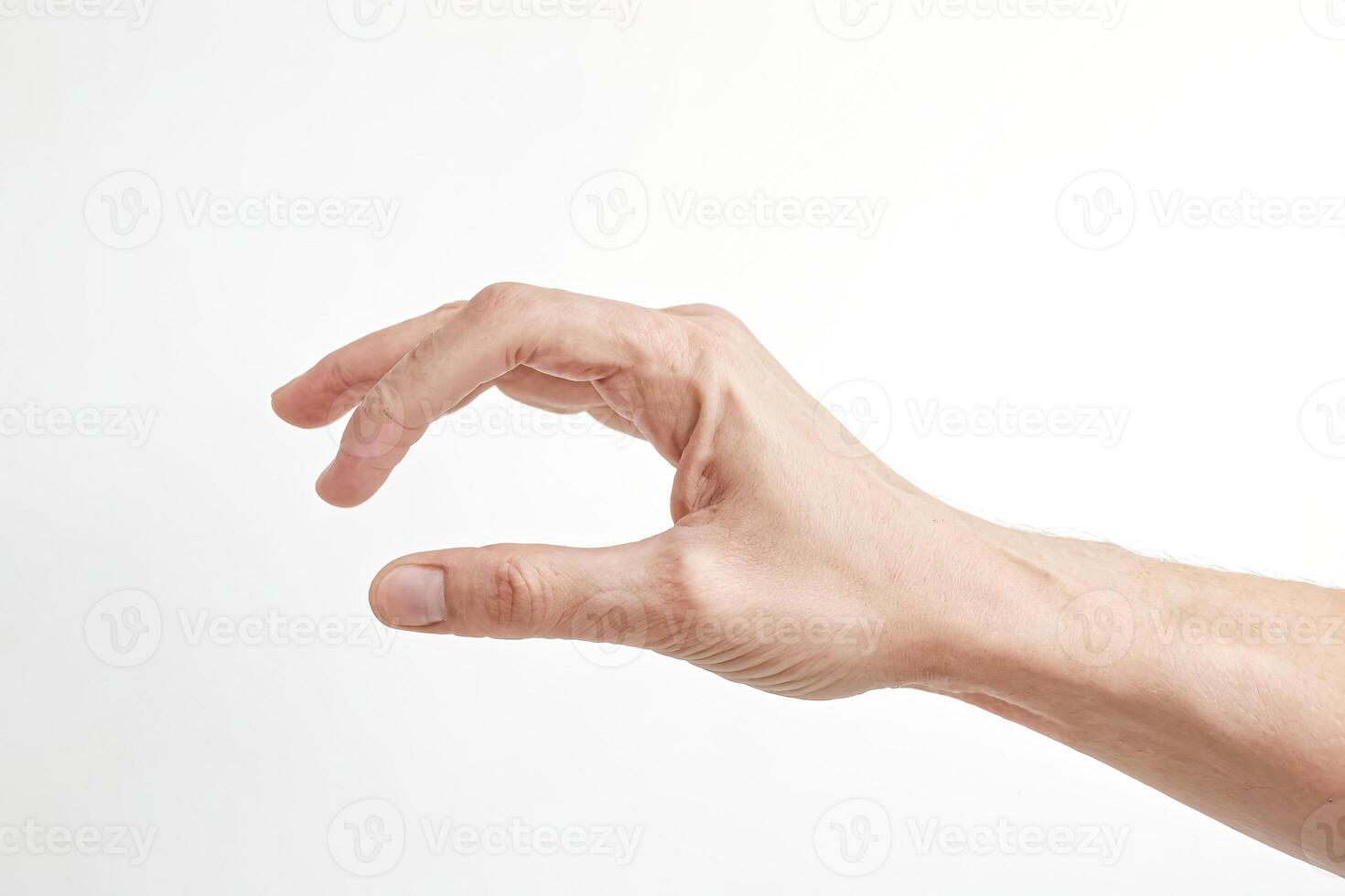 Hand Holding, Grasping, Reaching, Reaching Out, Offering, Isolated on White Background photo