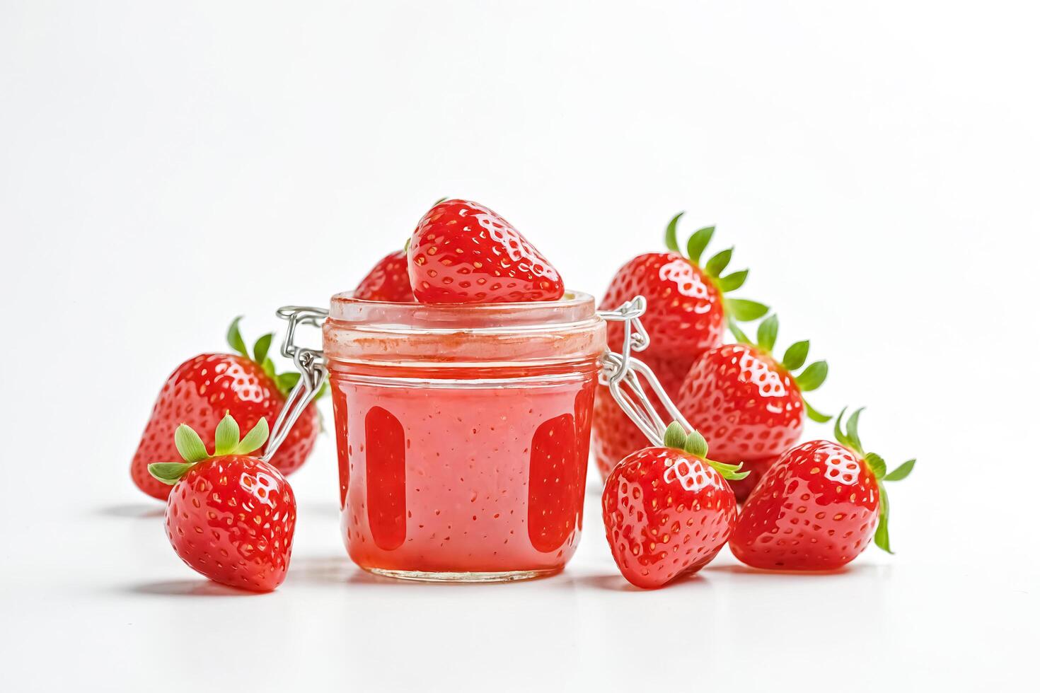 Fresh Strawberries and Strawberry Jam photo
