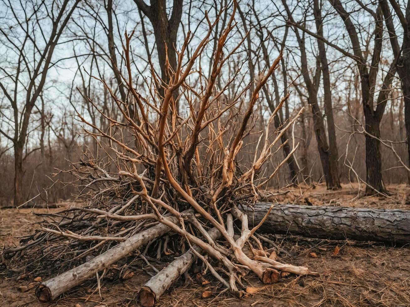 Dead Tree Branches in a Forest photo