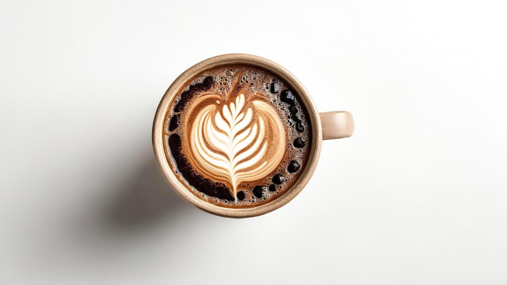 Top View of a Cup of Coffee with Latte Art photo