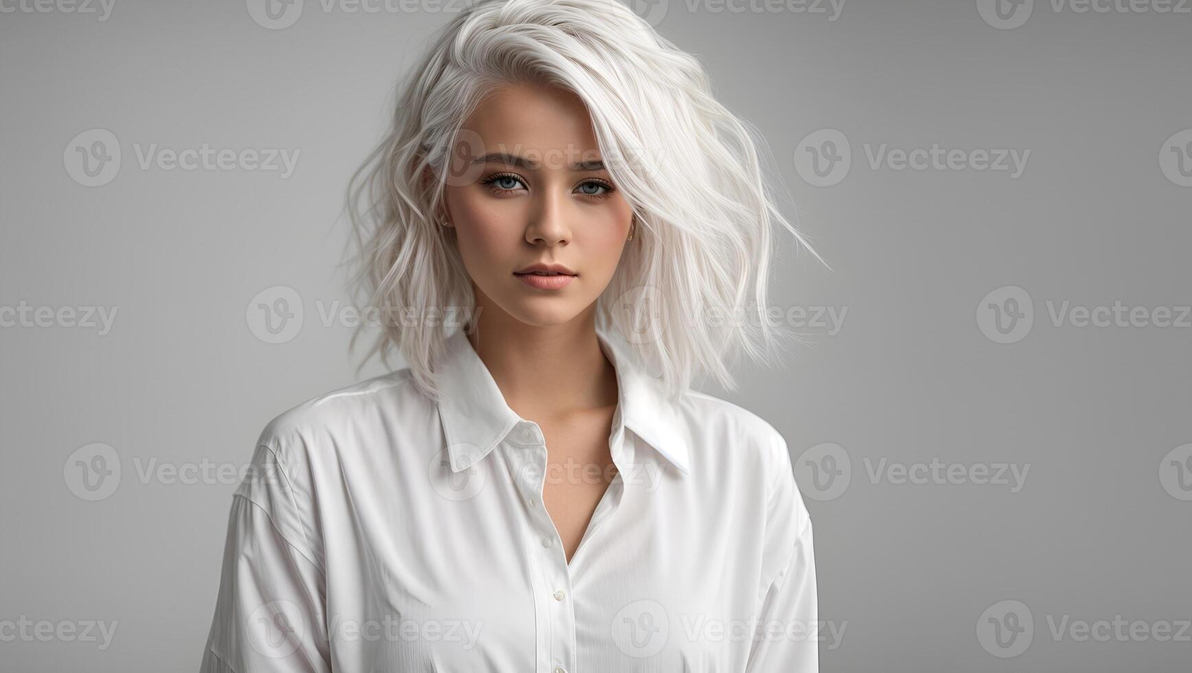 Portrait of a Beautiful Woman with White Hair photo