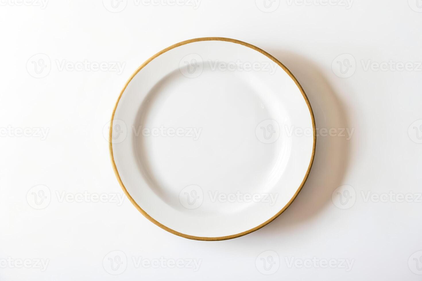 White Oval Plate with Gold Trim photo