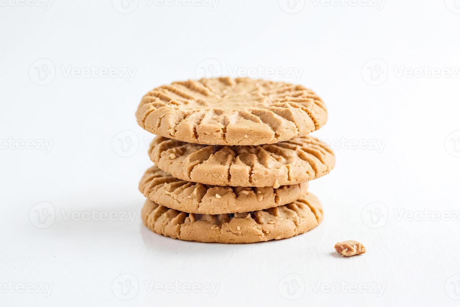 Stack of Peanut Butter Cookies on White Background photo