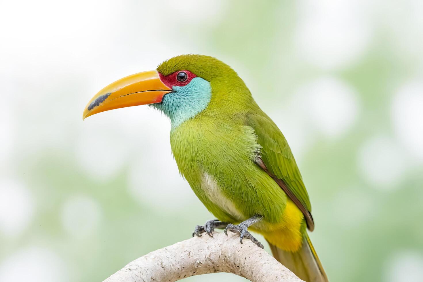 Green Bird with a Long Beak and Colorful Feathers photo