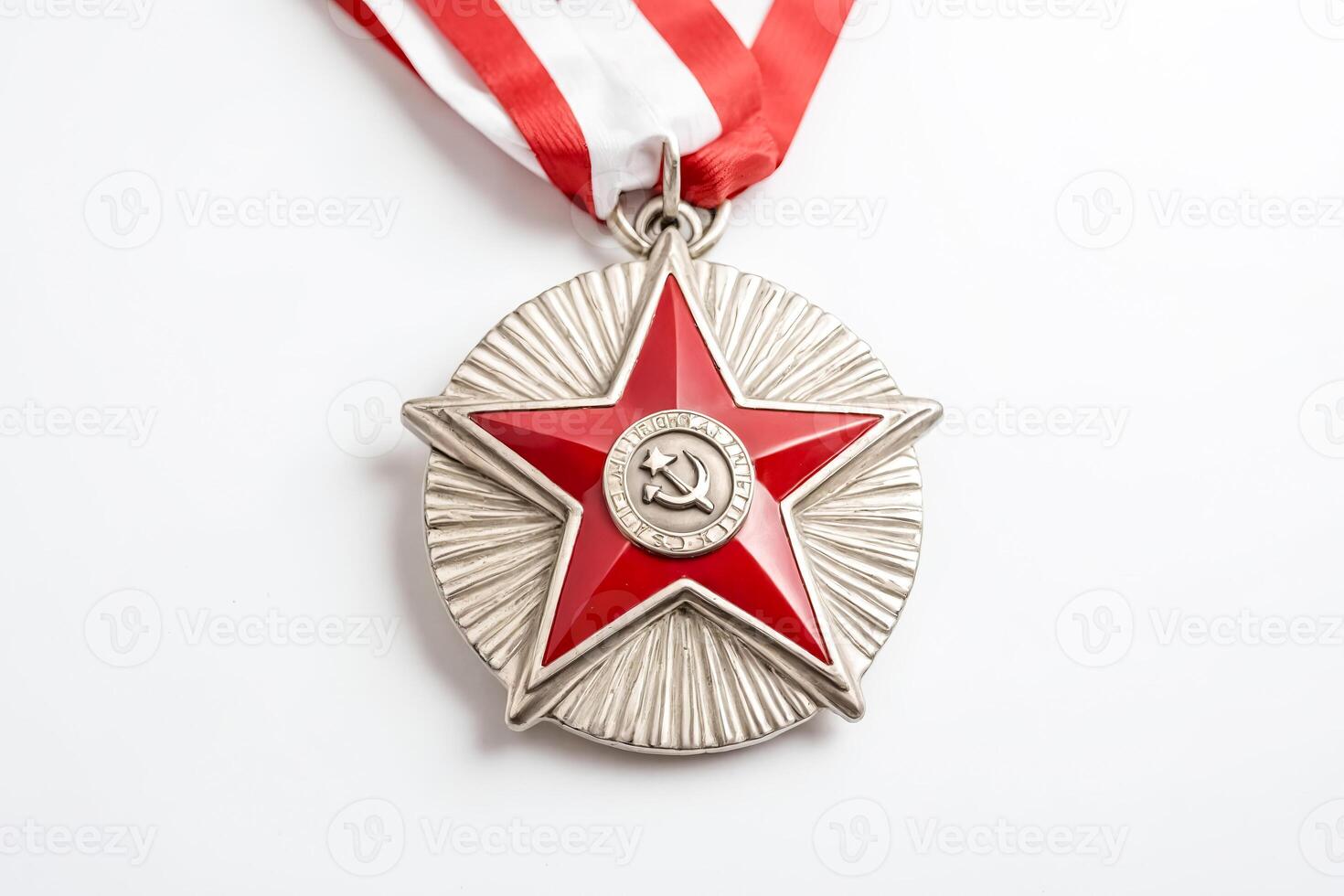 Red Star Medal with Ribbon photo