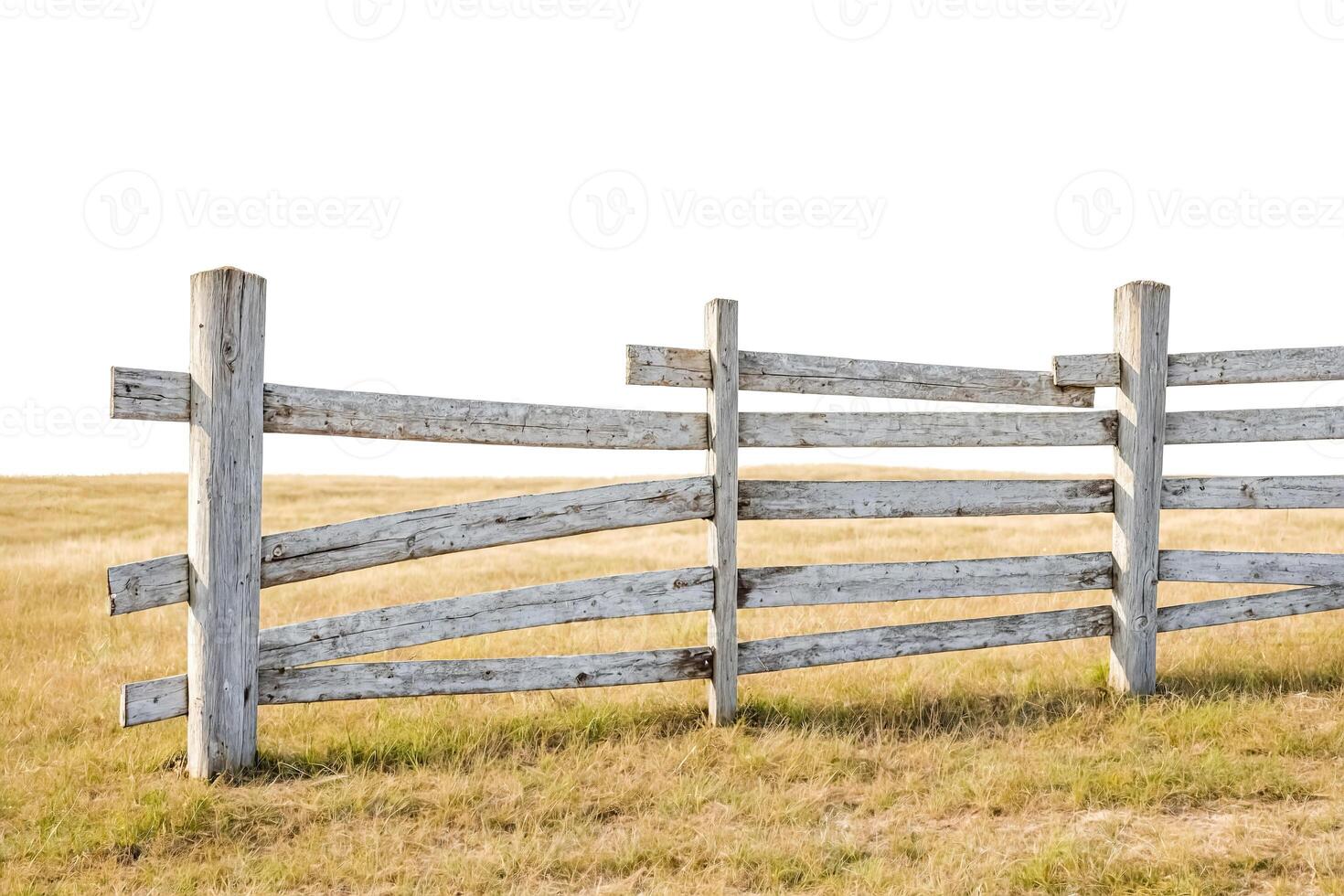 Weathered Wooden Fence Against A White Background photo