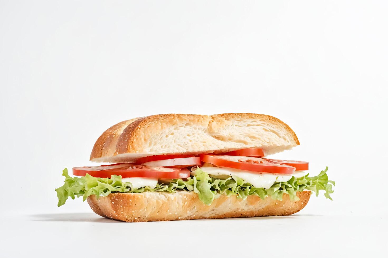 Freshly Made Sandwich with Tomatoes and Lettuce photo